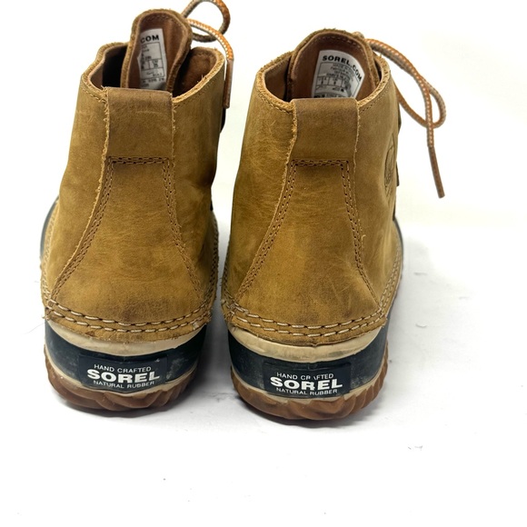 SOREL Out N About Ankle Duck Boots Brown Leather Blue Rubber Waterproof - Picture 4 of 7